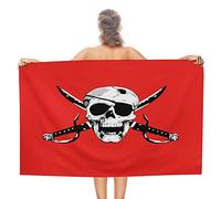 BAAROO Toalla de playa con diseño de calavera pirata, acogedora, toallas de baño de primera calidad para uso diario, baño, niños, 130 cm, 80 cm