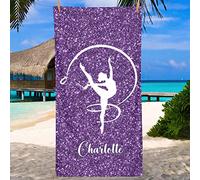 BAAROO Toalla de playa personalizada con cinta de gimnasia rítmica, toallas de baño personalizadas para baño, piscina, cumpleaños, hombres y adultos, 130 cm x 80 cm