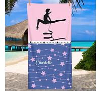 BAAROO Toalla de playa personalizada de gimnasia rítmica, color rosa, toallas de baño personalizadas para baño, piscina, cumpleaños, hombres, adultos, niños, 130 cm x 80 cm