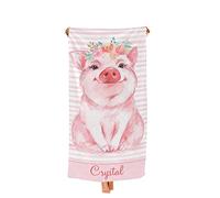 BAAROO Toallas de playa personalizadas con diseño de cerdo de acuarela, con nombre para niños, niñas, adultos, mujeres y hombres, toalla de baño para viajes, 130 cm x 80 cm
