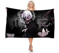 BAAROO Tokyo Ghoul-Kaneki Ken - Toalla de playa de microfibra de anime, absorción ligera, sin arena, secado rápido, toalla de camping Tr 130 cm, 80 cm