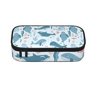 BAAROO Walrus Animal Ocean Blue Pattern Estuche para lápices de gran capacidad para oficina, escuela, portátil, caja para bolígrafos, organizador de papelería, color, 5.0cm*10.5cm*20.5cm, Estuche para lápices