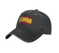 BAAROO Washed Denim Bandera España (31) Gorra de Béisbol Hombres Negro Vintage Algodón Sombrero Unisex Sombreros, #1362, M/Talla única, #1362, talla única-M