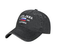BAAROO Washed Denim Eslovenia Est.1991 Ljubljana Gorra de béisbol Hombres Negro Vintage Algodón Sombrero Unisex Trucker Sombreros Mujeres, #1317, M/talla única
