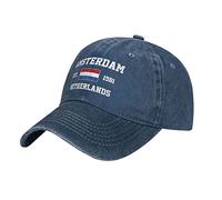 BAAROO Washed Denim Netherlands Est.1581 Amsterdam Gorra de béisbol Hombres Azul Marino Vintage Algodón Sombrero Unisex Trucker Sombreros, #981, M/talla única