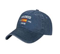 BAAROO Washed Denim Spain Est.1492 Madrid Gorra de béisbol Hombres Azul Marino Vintage Algodón Sombrero Unisex Trucker Sombreros, #1144, M/talla única