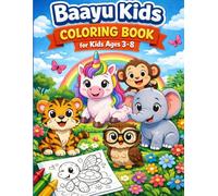 Baayu Kids Colouring Book for Kids Ages 3-8: Fun and Easy Safari & Farm Animals for Boys and Girls Ages 3-8