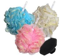 BAAZ PRIME 3 esponjas de lufa extra grandes, 75 g, Lofa de ducha prémium para hombres y mujeres con limpiador facial de silicona, esponja exfoliante para baño, esponja de baño de espuma rica, limpieza