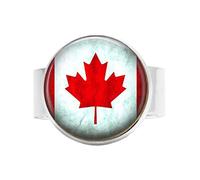 BAB Bandera canadiense, joyería de Canadá, hoja de arce, regalo para canadiense, llavero de enfermera, anillo ajustable