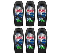 BABA Men Shower Gel 2 en 1 Fresh Mint Scent - Body, Face - Original Hungarian 6 x 400 ml - (Pack de 6) BABA Mann Gel de ducha 2 en 1, aroma a menta fresca original húngaro, 6 x 400 ml