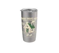 Baba Yaga Cabaña Mitología Eslava Folklore Fan Vaso térmico de acero inoxidable de doble pared