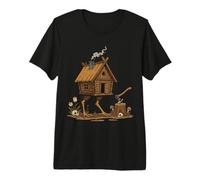 Baba Yaga Cabaña Patas de Gallina Mitología Eslava Oscura Camiseta Premium