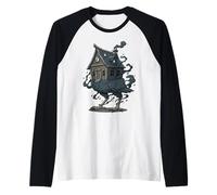 Baba Yaga Cabaña Patas de Pollo Folklore Oscuro Camiseta Manga Raglan