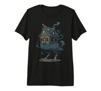 Baba Yaga Cabaña Patas de Pollo Folklore Oscuro Camiseta Premium