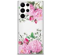 BABACO Funda para teléfono móvil de ERT Group para Samsung S22 Ultra Original y con Licencia Oficial diseño Flowers 046 Adaptada a la Forma del teléfono móvil, parcialmente Transparente