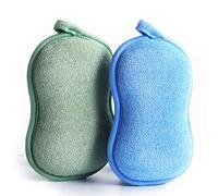 BabaMate Esponja de baño para bebé, esponja ultrasuave para baño, esponjas de baño para bebés, hora del baño de niños pequeños, 2 unidades (paquete de 1), verde y azul