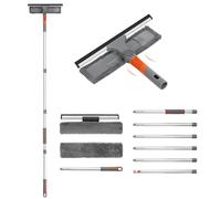 Baban Limpiador de Ventanas 2 en 1, Herramienta de Limpieza de Ventanas con Codo y Poste de extensión Recto, Equipo telescópico de Lavado de Ventanas de 61 Pulgadas con Cabezal Flexible para Ventanas