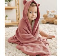 BABANINI Toalla con Capucha Bebe, Regalo Recien Nacido Niño y Niña, Ropa de 0-10 años, Manta Bebe, 100% Fibra de Bamboo, 600GSM, Extra Grande 90x130cm (Rojo)