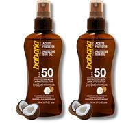 Babaria - Aceite Protector Solar SPF50 UVA-UVB e Infrarrojos, Acelerador del Bronceado, Hidratante, Contiene Aceite de Coco, Resistente al Agua, Vegano, Unisex - 100 ml (Paquete de 2)