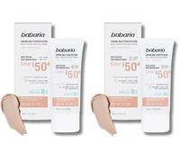 Babaria - BB Cream Anti Manchas | Crema Hidratante Con Color Multiprotección | Crema Solar Facial 50 Con Color | BB Cream Spf 50 | Vitamina B3 Y Protección Muy Alta (Paquete de 2)