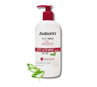 Babaria - Body Milk Para Pieles Atópicas | Con Aloe Vera Pantenol Y Vitamina E | Crema Hidratante Corporal | 400 Mililitros | Crema Piel Atopica | 100% Vegano