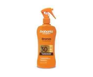Babaria - Bronceador Crema Solar SPF30 en Spray | Acelerador Bronceado | Apta Para Pieles Sensibles | Coral Friendly y Biodegradable | Resistente al Agua | Vegano | 200 ml