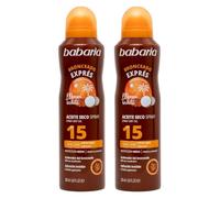 Babaria - Bronceador Cuerpo Bruma Protector Solar SPF15 Pack de 2 | Acelerador Bronceado | Apta Para Pieles Sensibles | Coral Friendly y Biodegradable | Resistente al Agua | Vegano | 200 ml