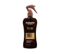 Babaria - Bronceador Cuerpo con Protector Solar SPF15 | Acelerador Bronceado | Apta Para Pieles Sensibles | Con Monoi de Tahiti | Coral Friendly y Biodegradable | Resistente al Agua | Vegano | 200 ml