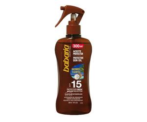 Babaria - Bronceador Cuerpo con Protector Solar SPF15 | Acelerador Bronceado | Apta Para Pieles Sensibles | Con Monoi de Tahiti | Coral Friendly y Biodegradable | Resistente al Agua | Vegano | 200 ml