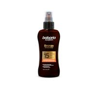 Babaria - Bronceador Cuerpo con Protector Solar SPF15 Formato Viaje en Spray | Acelerador Bronceado | Apta Para Pieles Sensibles | Coral Friendly y Biodegradable | Resistente al Agua | Vegano | 100 ml
