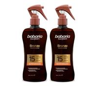 Babaria - Bronceador Cuerpo con Protector Solar SPF15 Pack de 2 | Acelerador Bronceado | Apta Para Pieles Sensibles | Con Monoi de Tahiti | Resistente al Agua | Vegano | 200 ml
