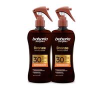 Babaria - Bronceador Cuerpo con Protector Solar SPF30 en Spray Pack de 2 | Acelerador Bronceado | Apta Para Pieles Sensibles | Coral Friendly y Biodegradable | Resistente al Agua | Vegano | 200 ml