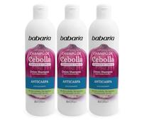 Babaria Champu de Cebolla - Champu Anticaspa Pack de 3| Champu Cebollas | Champú Cebollas Antioxidante | Sin Olores Y Sin Lágrimas | Para El Día A Día| 380ml Cada Unidad