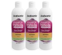 Babaria - Champu de Cebolla Repair Pack de 3 | Sin Parabenos | Repara e Hidrata el Cabello | Champu Anticaida Hombre y Mujer| Shampoo Sin Olores Y Sin Lágrimas | Anti Frizz Para Pelo |Vegano
