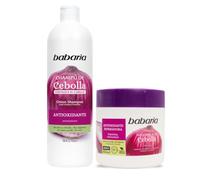 Babaria - Champu de Cebolla y Mascarilla Pelo Antioxidante | Champú Anticaida Hombre y Mujer| Sin Olor| Repara La Fibra Capilar | Estimula el Crecimiento Capilar| Protege el Color|Vegano |700 ml