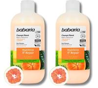 Babaria - Champú Pelo Seco Y Dañado | Shampoo Anticaída Mujer 500ml | Champu Sin Sulfatos Ni Parabenos Con Aloe Vera | Champu Natural Reset Con Naranja (Paquete de 2)