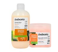 Babaria - Champu Reparador + Mascarilla Pelo Seco y Dañado Nutritive & Repair | Anti Frizz Pelo | Suavidad Y Brillo Natural | Vegano