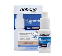 Babaria - Crema Facial de Día con Color, Multiprotección 360º Photoage, Antiedad y Antimanchas, SPF50+ UVA-UVB e Infrarrojos, con Vitamina B3, Tono Medio, Vegano, Unisex - 50 ml