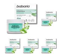 Babaria - Crema Hidratante Facial Mujer 24h | Crema Facial Hidratante Vegana con Aloe Vera 100% Puro y Vitamina E | Antiarrugas, Antiedad y Regeneradora | 50 ml (Paquete de 5)