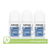 Babaria - Desodorante Antitraspirante con Ácido Hialurónico Pack de 3 | Hidratación y Protección 48h | Sin Alcohol | y la Piel | 50 ml