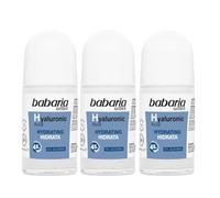 Babaria - Desodorante Antitraspirante con Ácido Hialurónico Pack de 3 | Hidratación y Protección 48h | Sin Alcohol | Suaviza y Cuida la Piel | 50 ml