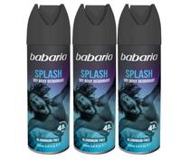 Babaria - Desodorante Hombre Spray Splash| Sin Aluminio Pack 3 | Protección de 48 Horas | Antitraspirante | Protege e Hidrata | Vegano - 200 ml