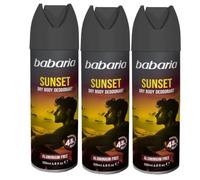 Babaria - Desodorante Hombre Spray Sunset Pack de 3 | Sin Aluminio | Protección de 48 Horas | Antitraspirante | Con Aloe Vera | Vegano | 200 ml