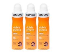 Babaria - Desodorante Mujer y Hombre en Spray Doble Efecto Pack 3 | Sin alcohol | Protege de la Sudoración 24h|Antitranspirante |Retrasa el Crecimiento del Vello| Vegano| 200ml