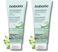 Babaria - Exfoliante Facial Con Aloe Vera 100ml, Elimina Células Muertas e Impurezas | Gel Limpiador Facial Con Particulas Exfoliantes Biodegradables | Limpiadores Faciales 100% Vegano (Paquete de 2)
