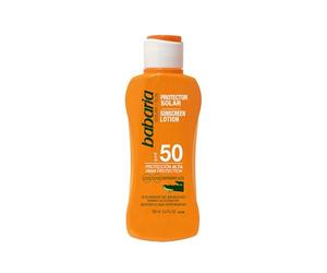 Babaria - Leche Protectora Solar SPF50+ UVA-UVB e Infrarrojos, Acelerador del Bronceado, para Uso Facial y Escote - 100 ml