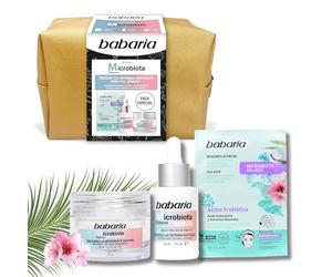 Babaria - Neceser Ritual Microbiota, Pack Especial, Rutina con Mascarilla Facial 20 ml, Sérum 30 ml y Crema 50 ml, con Prebíoticos y Ácido Hialurónico, Equilibra e Hidrata la Piel, Antiedad