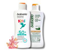 Babaria - Pack Protector Solar Mineral Niños SPF 50 y After Sun de Aloe Vera | Crema Solar Niños 50 | Protector Solar Infantil | Crema Solar Infantil | Sunscreen