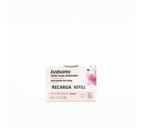Babaria - Refill Crema Facial Hidratante Reafirmante de Rosa Mosqueta, Mantiene la Hidratación y Elasticidad, SPF 15, 71% de Ingredientes de Origen Natural, 100% Vegano - 50 ml