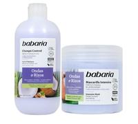 Babaria - Rutina Pelo Rizado Champu + Mascarilla | Define Rizos Y Ondas| Anti frizz Pelo | Coconut Rizos Con Leche De Coco Y Pistachos | 500ml Cada Unidad